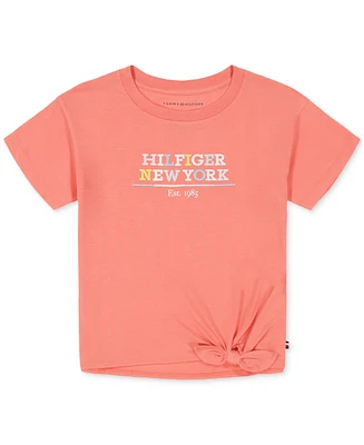Tommy Hilfiger Big Girls Tie-Front Logo Graphic T-Shirt