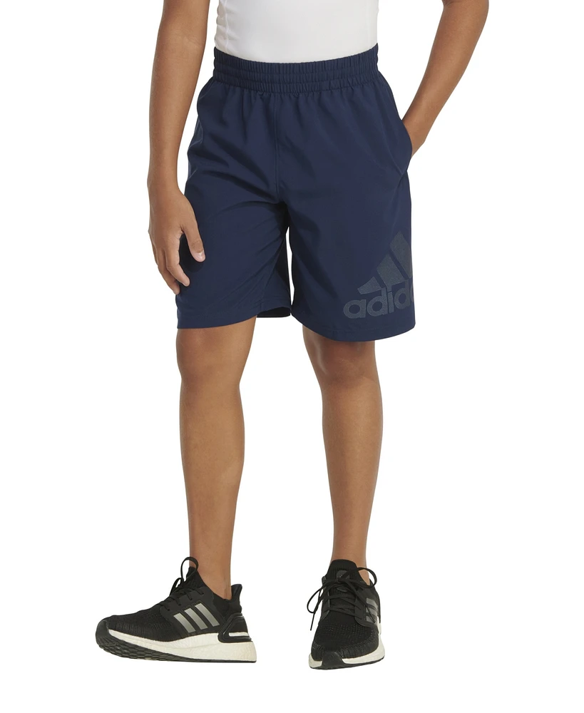 adidas Big Boys Aeroready Elastic Waistband Logo Woven Shorts