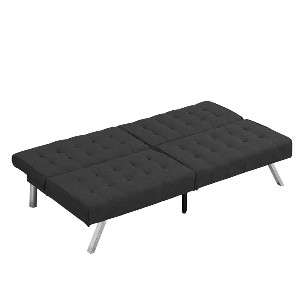 Simplie Fun Wood Frame, Stainless Leg, Futon, Sofa Bed Black