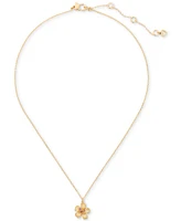 kate spade new york Gold-Tone Paradise Flower Mini Pendant Necklace, 16" + 3" extender