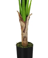 Monarch Specialties 43" Indoor Artificial Floor Banana Tree with Black Pot