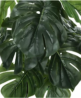 Monarch Specialties 24" Indoor Artificial Monstera Plant with Decorative Black Pot