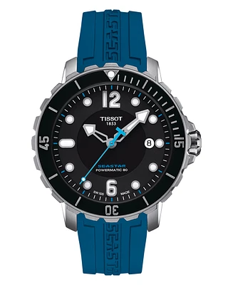 Tissot Men's Swiss Automatic Seastar 1000 Caribbean Special Edition Blue Rubber Strap Watch 42mm