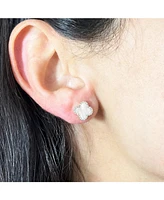 The Lovery Mother of Pearl Diamond Clover Stud Earrings