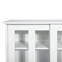 Simplie Fun Sideboard Modern White Storage Cabinet With Sliding Doors/Adjustable Shelves