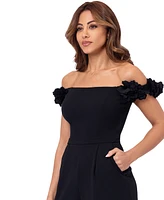 Xscape Women's Off-The-Shoulder Ruffle Straight-Leg Jumpsuit