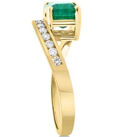 Effy Emerald (1-3/8 ct. t.w.) & Diamond (1/6 ct. t.w.) Bypass Ring in 14k Gold