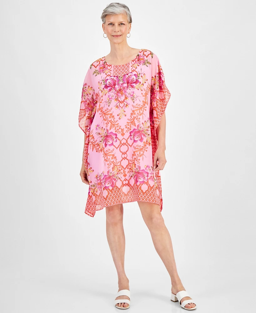 Jm Collection Women's Embellished Printed Caftan Dress, Created for Macy's