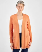 Jm Collection Women's Button-Sleeve Flyaway Cardigan, Created for Macy's