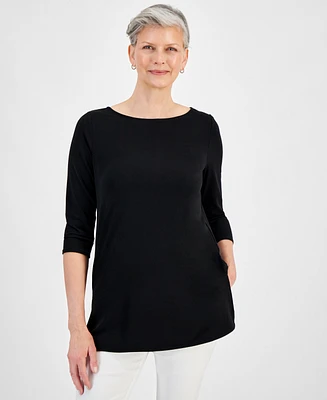 Jm Collection Women's Boat-Neck 3/4-Sleeve Top, Created for Macy's