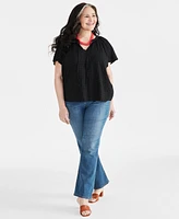 Style & Co Plus Size Flutter-Sleeve Top, Created for Macy's