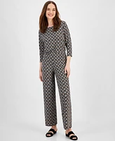 Jm Collection Women's Printed Wide-Leg Knit Pants, Created for Macy's