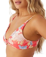 O'Neill Juniors' Antalya Floral Pismo Knot-Front Bikini Top