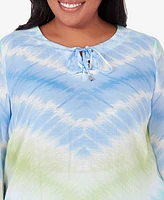 Alfred Dunner Plus Hyannisport Tie Dye Chevron Tunic Top