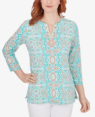 Ruby Rd. Petite Medallion Stretch Knit Top