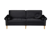 Simplie Fun Living Room Sofa, 3-Seater Sofa, With Copper Nail On Arms, Three Pillow