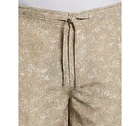 Cubavera Men's Tonal Tropical-Print Linen Blend 9" Drawstring Shorts