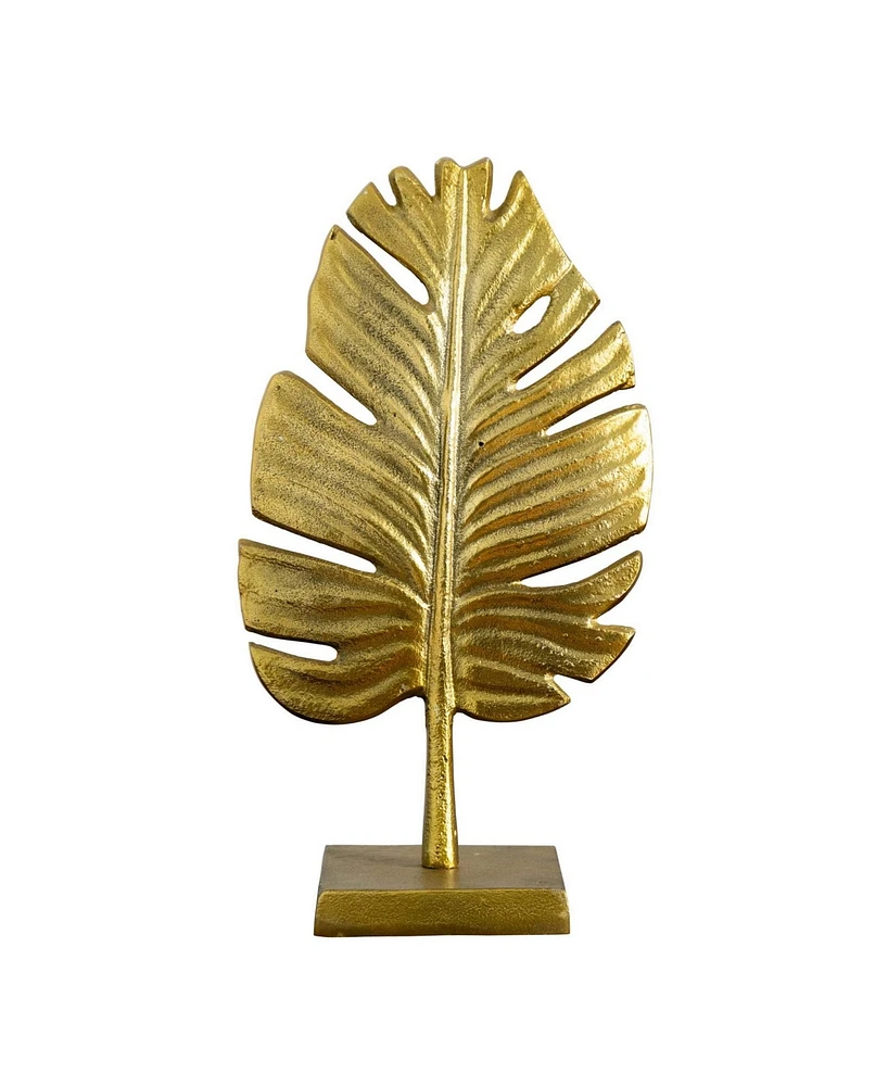 Nearly Natural 15.5in. Golden Leaf Sculpture Decorative Accent