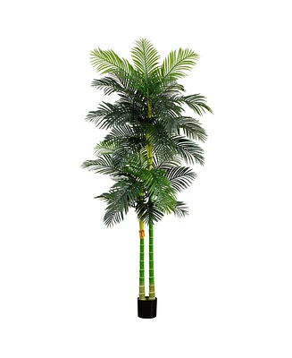 Nearly Natural 9ft. Artificial Double Golden Cane Palm Tree