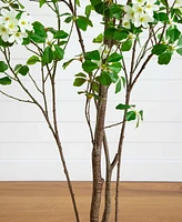 Nearly Natural 6ft. Artificial Dogwood Tree with Real Touch Leaves