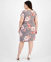 Robbie Bee Plus Size Floral-Print Sarong Dress