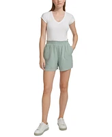 Calvin Klein Jeans Women's Smocked-Waist Double-Crepe Pull-On Cotton Shorts