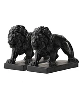 Glitzhome Set of 2 Black Walking Lion Garden Statue