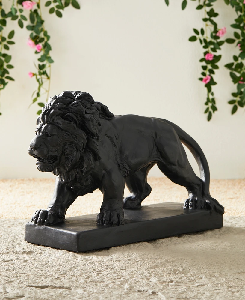 Glitzhome Set of 2 Black Walking Lion Garden Statue