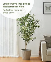 Glitzhome 6ft. Faux Olive Tree in Pot