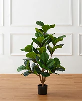 Glitzhome 3.5ft. Faux Fiddle Leaf Fig Tree in Pot