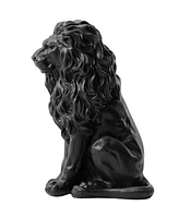 Glitzhome Set of 2 Black Sitting Lion Garden Statue