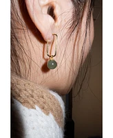 seree Pin — Green jade bead gold earrings