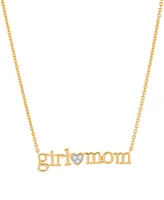 Diamond Accent Girl Mom Pendant Necklace Sterling Silver or 14k Gold-Plated Silver, 16" + 2" extender