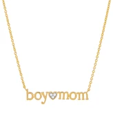 Diamond Accent Boy Mom Pendant Necklace Sterling Silver or 14k Gold-Plated Silver, 16" + 2" extender