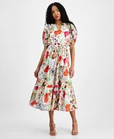 Anne Klein Women's Floral-Print Tiered Midi Dress