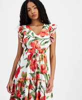 Anne Klein Women's Floral-Print Tiered Midi Dress