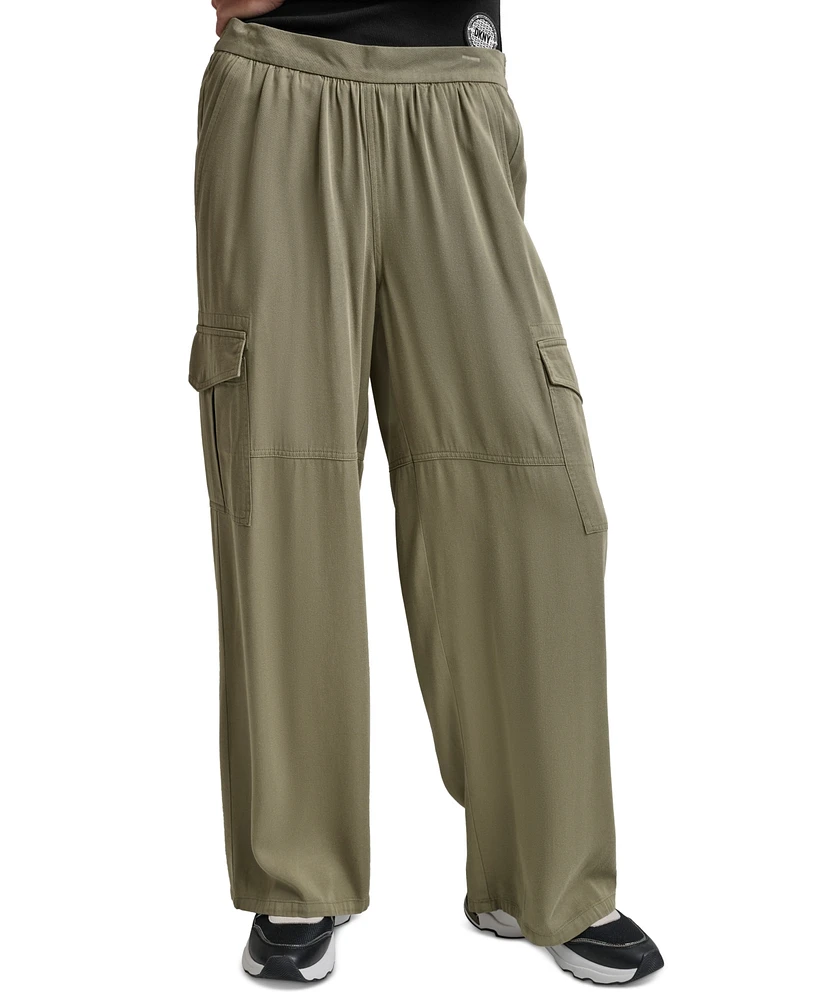 Dkny Women's Pull-On Twill Wide-Leg Cargo Pants