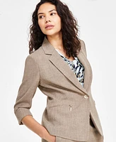 Kasper Petite Zip-Pocket One-Button Blazer