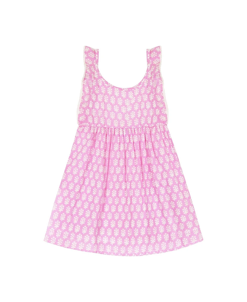 Mer St. Barth Little Girls Daphne Flutter Sleeve Dress Violet Booti