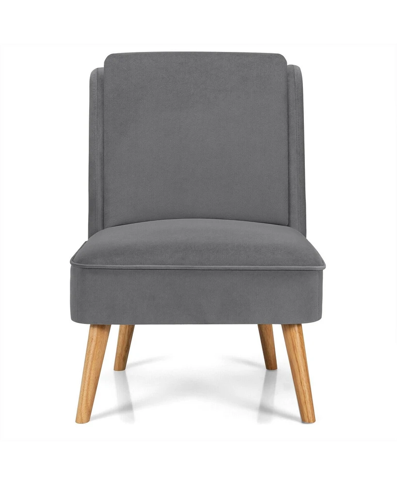 Inolait Velvet Accent Armless Side Chair with Rubber Wood Legs for Bedroom