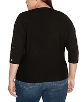 Belldini Plus Rivet-Trim Dolman-Sleeve Sweater