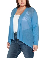 Belldini Plus Hi-Low Open-Front Swing Cardigan Sweater