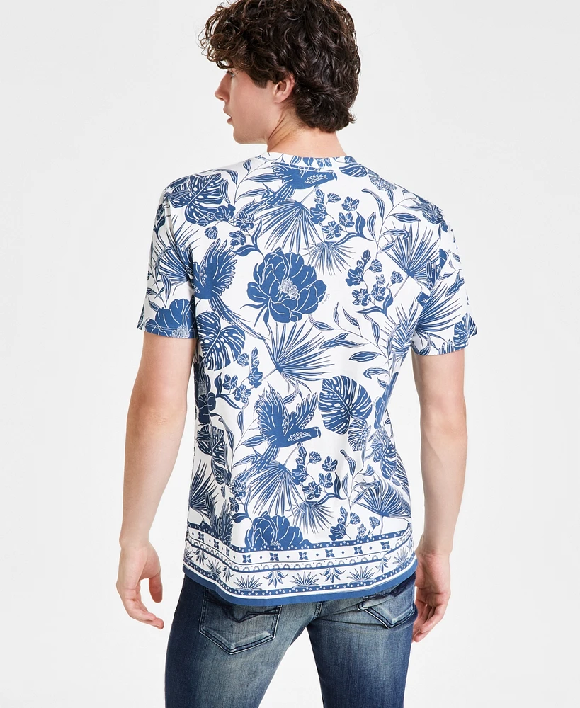 Guess Men's Tropical Floral Graphic T-Shirt