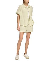 Andrew Marc Sport Women's Short-Sleeve Gauze Button-Front Camp Shirt