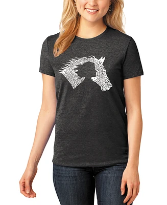 La Pop Art Women's Premium Blend Word Girl Horse T-Shirt
