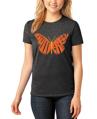 La Pop Art Women's Premium Blend Word Butterfly T-Shirt