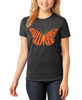 La Pop Art Women's Premium Blend Word Butterfly T-Shirt