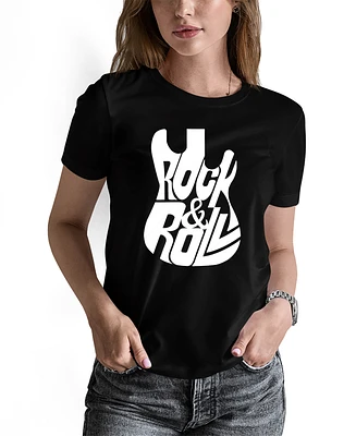 La Pop Art Women's Word Rock And Roll Guitar T-Shirt