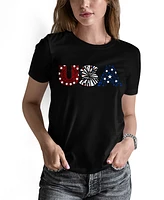 La Pop Art Women's Word Usa Fireworks T-Shirt