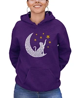 La Pop Art Women's Word Cat Moon Hooded Sweatshirt